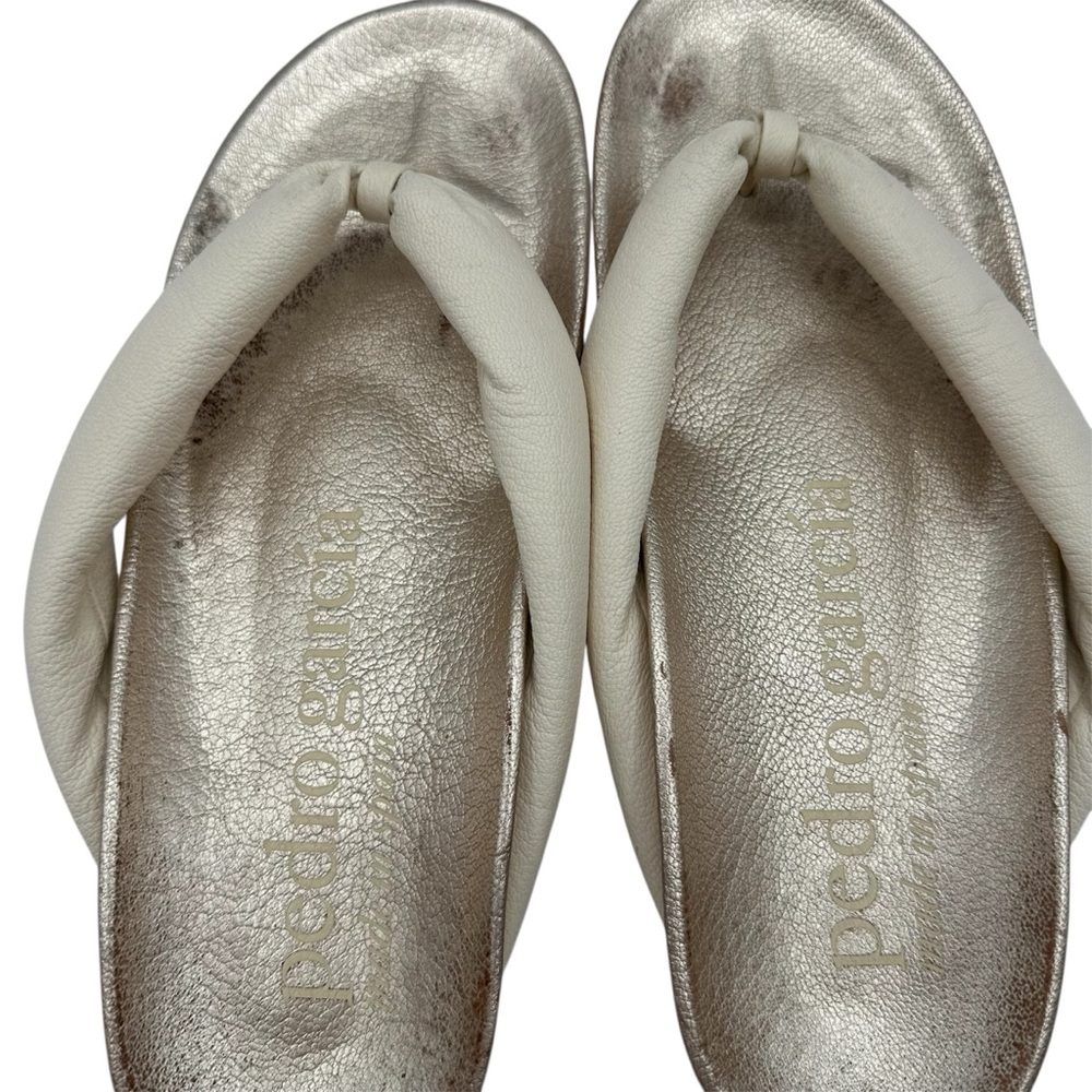 Pedro Garcia Anita "Onsen" Gold and Cream Leather Thong Sandals Size EU39/US9 - Picture 10 of 11